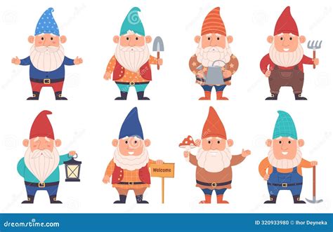 Cute Cartoon Gnomes Fabulous Little Characters Beautiful Garden