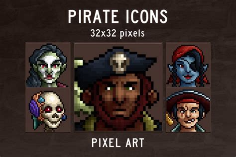 Pirate 32x32 Icons Pixel Art Download - CraftPix.net