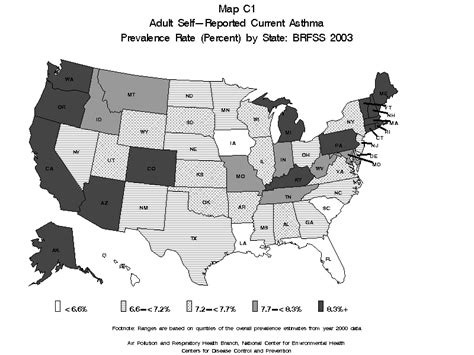 Cdc Asthma Brfss 2003 Prevalence Tables And Maps Map C1 Black