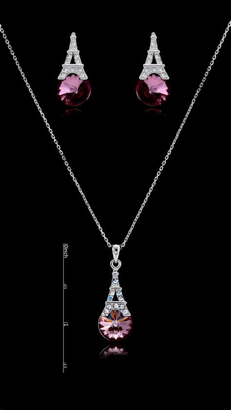 Charming Red Platinum Plated 2 Pieces Jewelry Sets