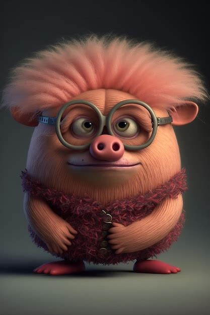 Premium AI Image | A pig with glasses and a red shirt