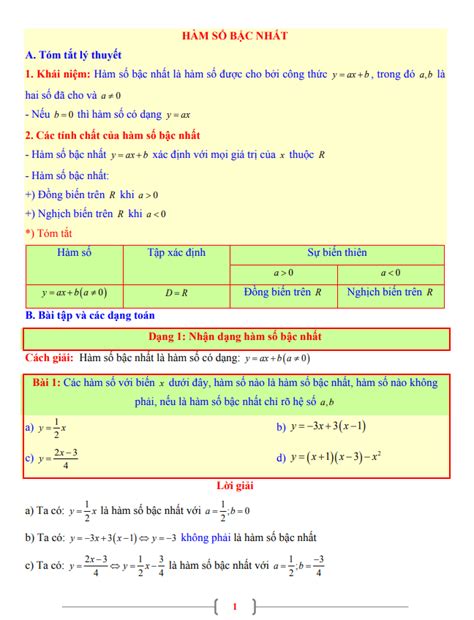 Tài Liệu Lớp 9 Môn Toán Chủ đề Hàm Số Bậc Nhất Bản Pdf Link Download