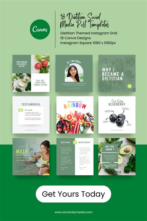 18 Dietitian Social Media Templates Social Media Template Instagram