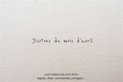 Dictons Du Mois D Avril Dictons Des Mois Et Des Saints Comme Des Mots