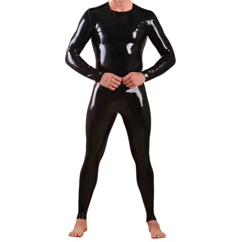 Moglovers Sexy Black Coverall Bodysuit Adult Latex Catsuit For Men And