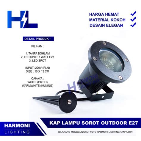 Jual Kap Lampu Sorot Taman Sorot Outdoor Waterproof Bohlam Fitting E27