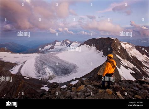 Austria Tyrol Stubaital Stubai Alps Wilder Pfaff Hiker Stock Photo