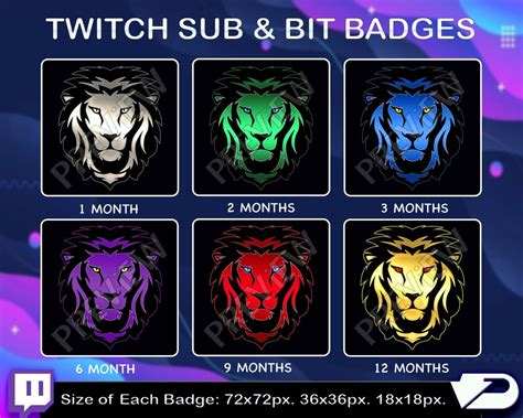 Badges Lion Sub Twitch Kick Lion Abonn S Fid Lit Sub Bit Etsy France