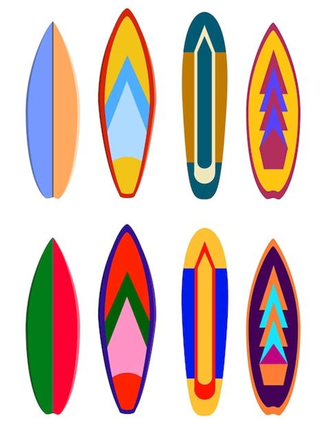 Diseños de tablas de surf conjunto de colores de tabla de surf