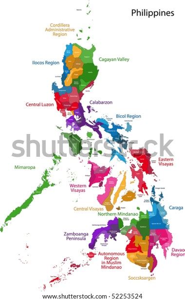 Map Republic Philippines Eighty Provinces 库存矢量图（免版税）52253524 Shutterstock