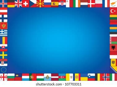 Blue Background Frame Made European Countries Stock Vector Royalty