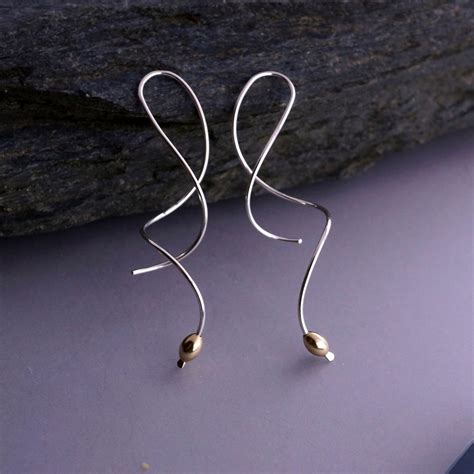 Silver Spiral Earring Sterling Dangle Earrings Sterling Silver Twist Earrings Long Silver