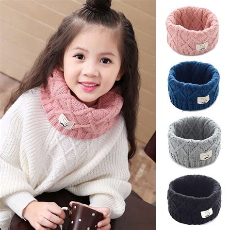 Winter Spring Autumn Cotton Baby Scarf Children Girls Boys Kintted Wool