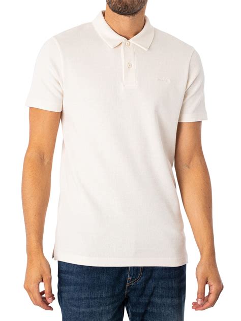 Gant Waffle Texture Pique Polo Shirt In White For Men Lyst