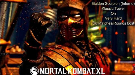 Mortal Kombat Xl Golden Scorpion Inferno Klassic Tower On Very Hard No Matches Rounds Lost