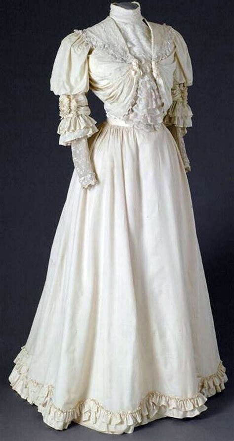 Dress Ca 1900 10 Machine Lace Silk Cotton Mode Museum Antwerp