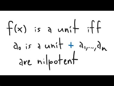 Units Of A Polynomial Ring F X Is A Unit Iff A Is A Unit And A