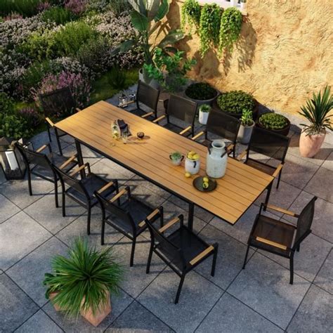 Table De Jardin Extensible Aluminium Noir Cm Fauteuils