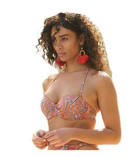 Rock Club BP 2234 Strapless Bikini Top με Ενίσχυση Floral Πορτοκαλί