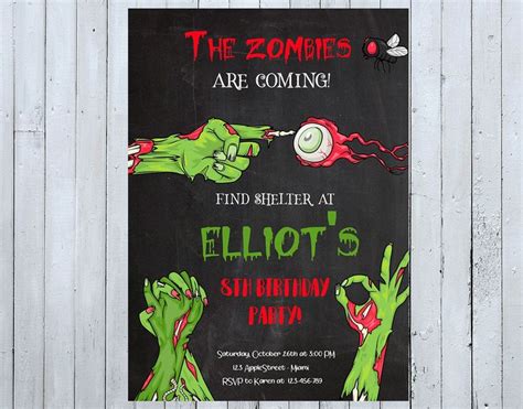 Zombies Birthday Invitation Zombies Invitation Zombies Invite