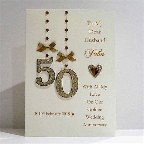 Personalised 50th Golden Wedding Anniversary Card For Wife Husband A5