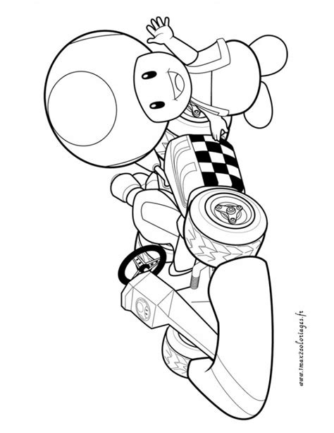 Coloriage Super Mario Kart Toad Dessin Gratuit à Imprimer