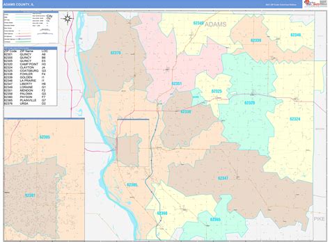 Adams County, IL Wall Map Color Cast Style by MarketMAPS