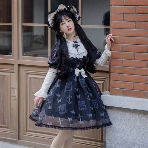 Wiktoria Ska Gothic Lolita Sukienka Damska Vintage Elegancka Nadruk Z