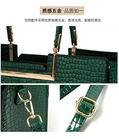 In Crocodile Pattern Satchel Set Satchel Mezon Handbags