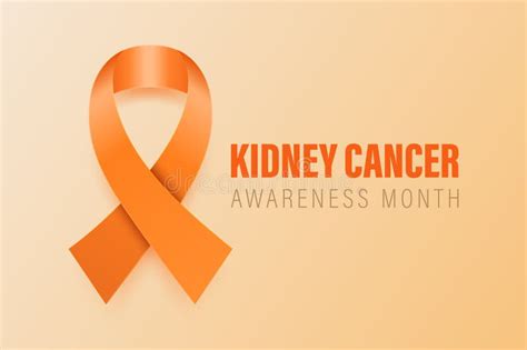 Kidney Cancer Banner Card Placard With Vector 3d Realistic Orange