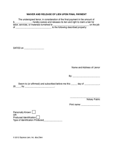 Florida Final Conditional Lien Waiver Form Free Template