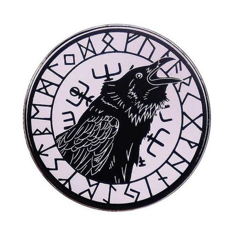 Tribal Viking Odin Raven Enamel Pin Magique Runique Boussole Vegvisir