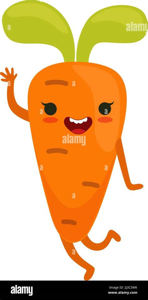 Happy Carrot Greeting Character In Funny Cartoon Style Stock Vector Image And Art Alamy