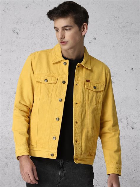 Buy Ecko Unltd Men Mustard Yellow Solid Denim Jacket Jackets For Men