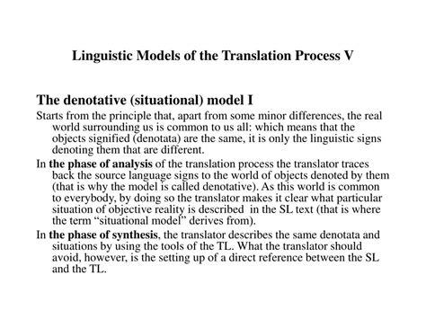 PPT Linguistic Models Of The Translation Process I PowerPoint