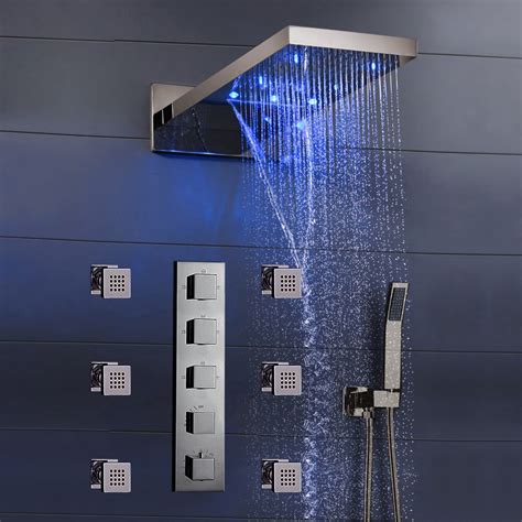 Shower Sale Fontana Mugla 22 Brushed Nickel Led Thermostatic