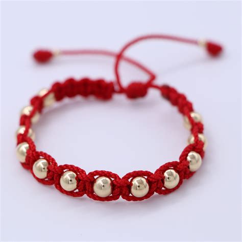 Brazalete Rojo En Macram Bal N Oro Laminado K Oro Laminado K