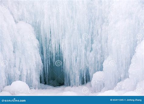 Ice fall and ice cave stock image. Image of iced, water - 65411245