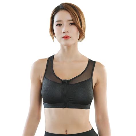 Women Zipper Push Up Sports Bras Padded Wirefree Shockproof Gym Fitness