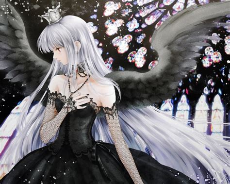 Online crop | white haired anime character with wings illustration HD ...