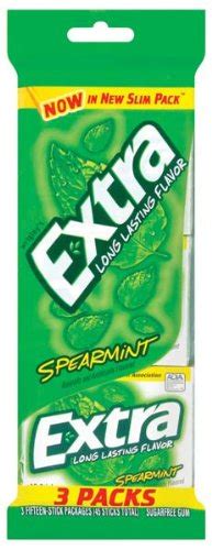 Extra Chewing Gum Spearmint Slim Pack Sugarfree 15 Ct 20 Pack • The