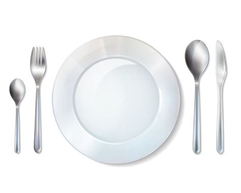 Plate And Cutlery Realistic Set Image 472106 Vector Art at Vecteezy