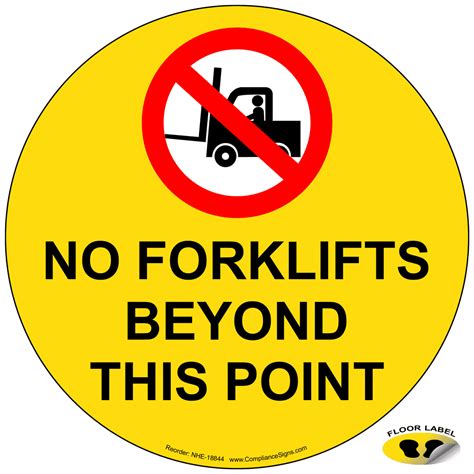 Forklift No Forklifts Beyond This Point Floor Label Yellow Us Made