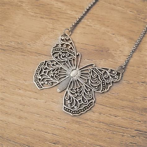 Retro Butterfly Necklace Stainless Steel Handmade Butterfly Papillon