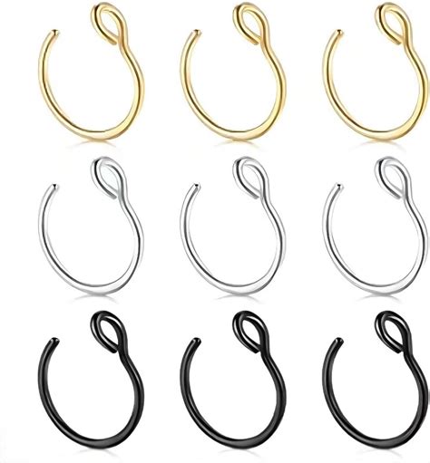 Inbolm Pcs Fake Nose Rings Set Clip On Nose Ring Small Nose Hoop