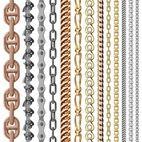 Chains Link Vector Seamless Gold Chain Design Black Metal Chain