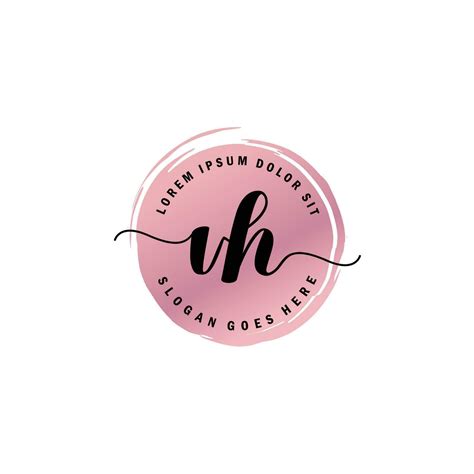 VH Initial Letter Handwriting Logo With Circle Brush Template Vector