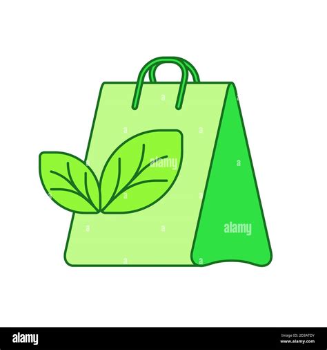 Eco Bag Concept Shopping Paper Bag Leaf White Isolated Background With