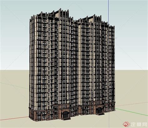 某新古典风格完整详细高层住宅小区建筑楼设计su Sketchup模型库 毕马汇 Nbimer