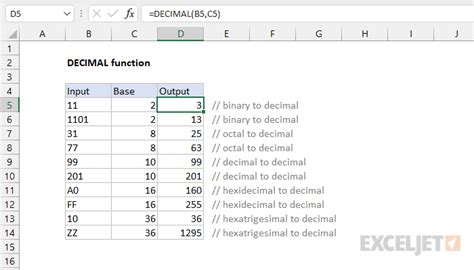 How To Use The Excel Decimal Function Exceljet